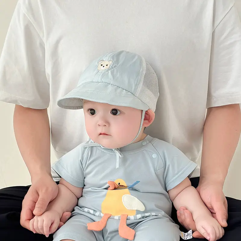 Baby White Beanie Hat with Bear Embroidery - Image 7