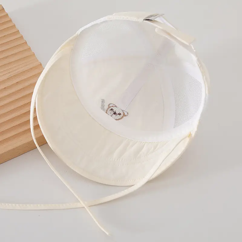 Baby White Beanie Hat with Bear Embroidery — feature 13