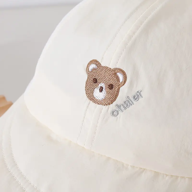 Baby White Beanie Hat with Bear Embroidery — feature 15