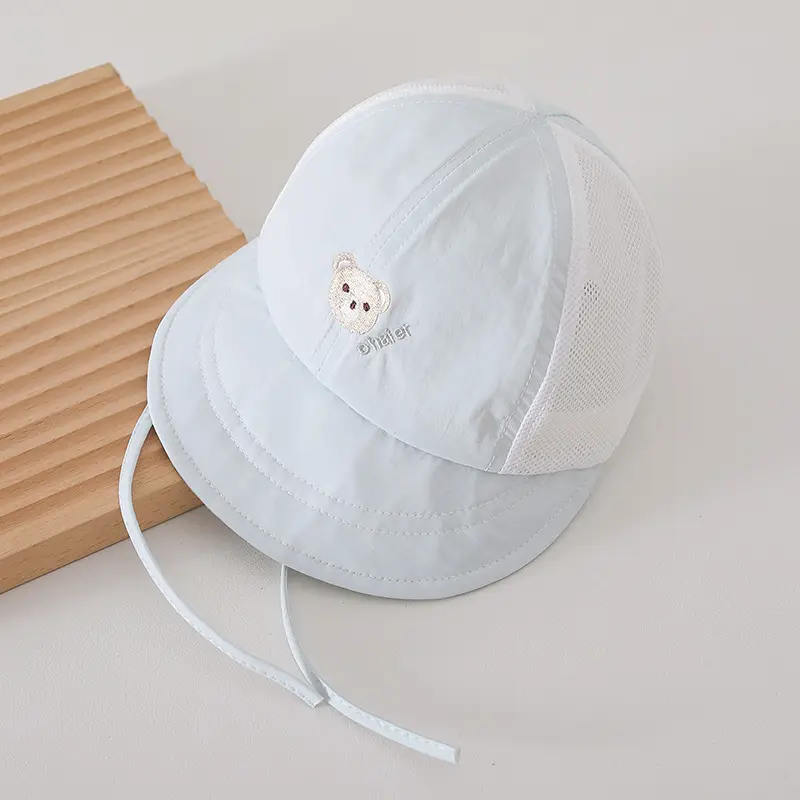 Baby White Beanie Hat with Bear Embroidery — feature 17