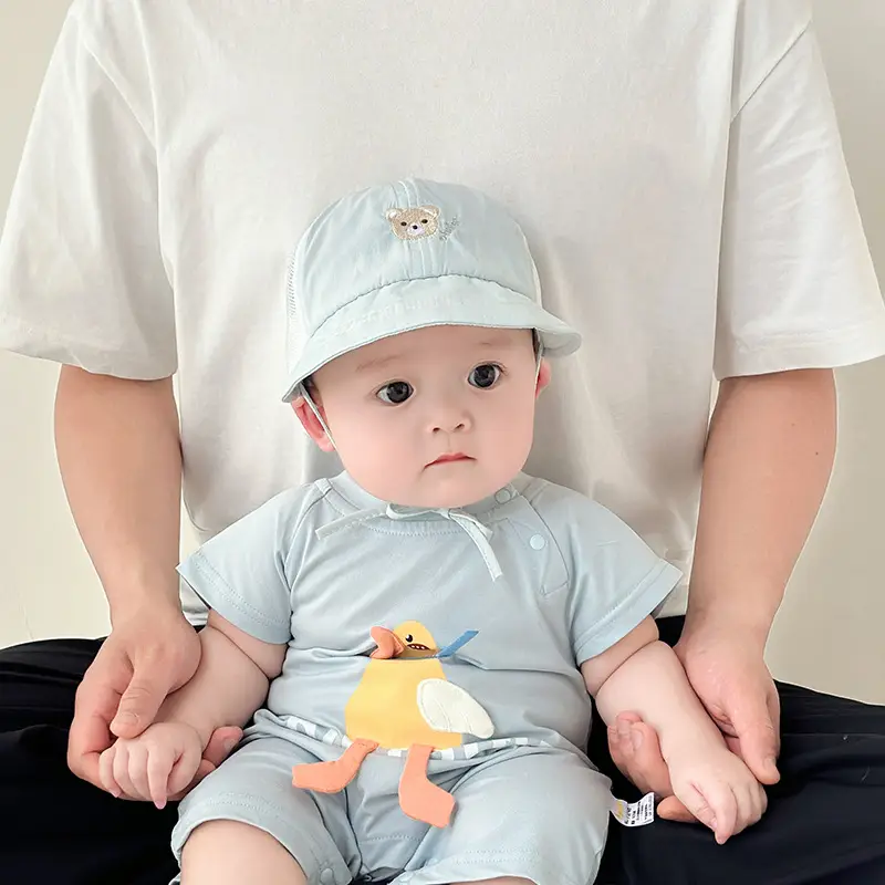 Baby White Beanie Hat with Bear Embroidery — feature 3