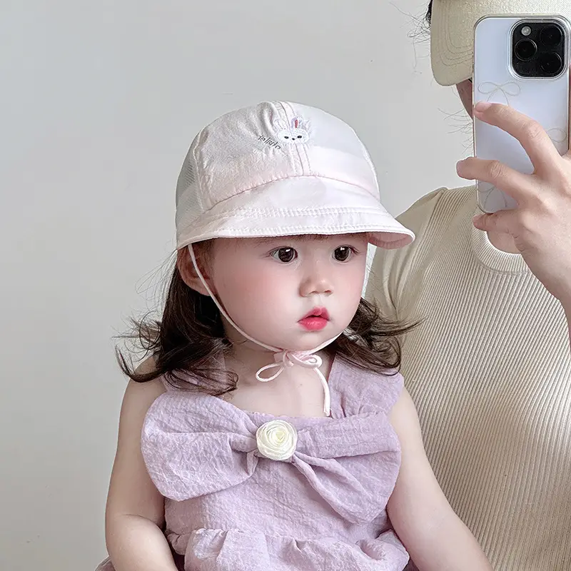 Baby White Beanie Hat with Bear Embroidery — feature 7