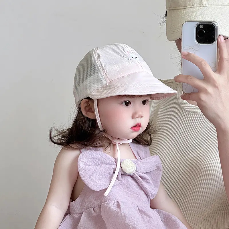 Baby White Beanie Hat with Bear Embroidery — feature 8