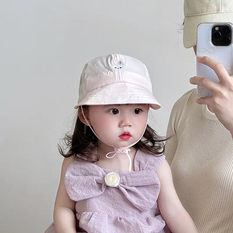 Baby White Beanie Hat with Bear Embroidery — feature 9