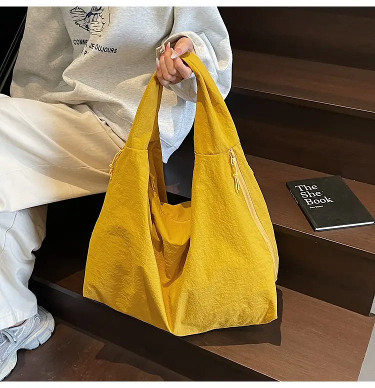 Women Large Capacity Yellow Tote Bag Lightweight All-match — feature 12