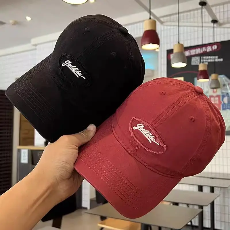 Black Korean Retro Patch Embroidered Baseball Cap - Image 9