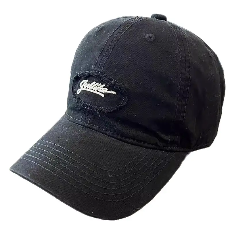 Black Korean Retro Patch Embroidered Baseball Cap - Image 13