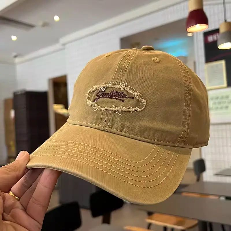 Black Korean Retro Patch Embroidered Baseball Cap — feature 11