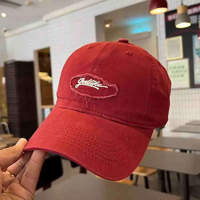 Black Korean Retro Patch Embroidered Baseball Cap — feature 12