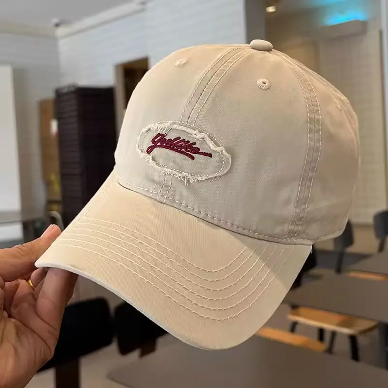 Black Korean Retro Patch Embroidered Baseball Cap - Image 2