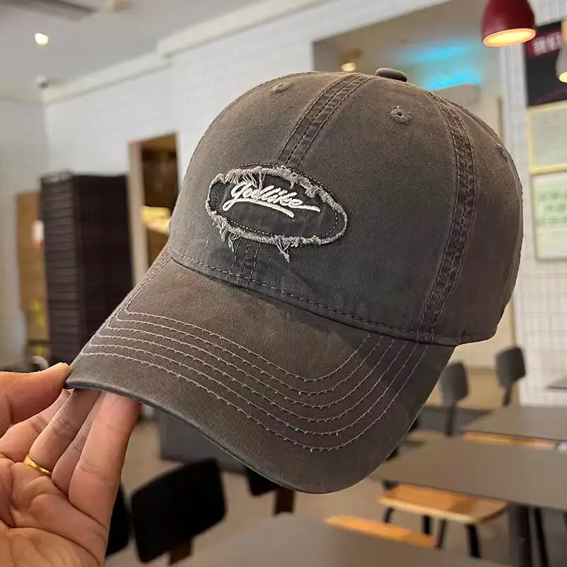 Black Korean Retro Patch Embroidered Baseball Cap - Image 6