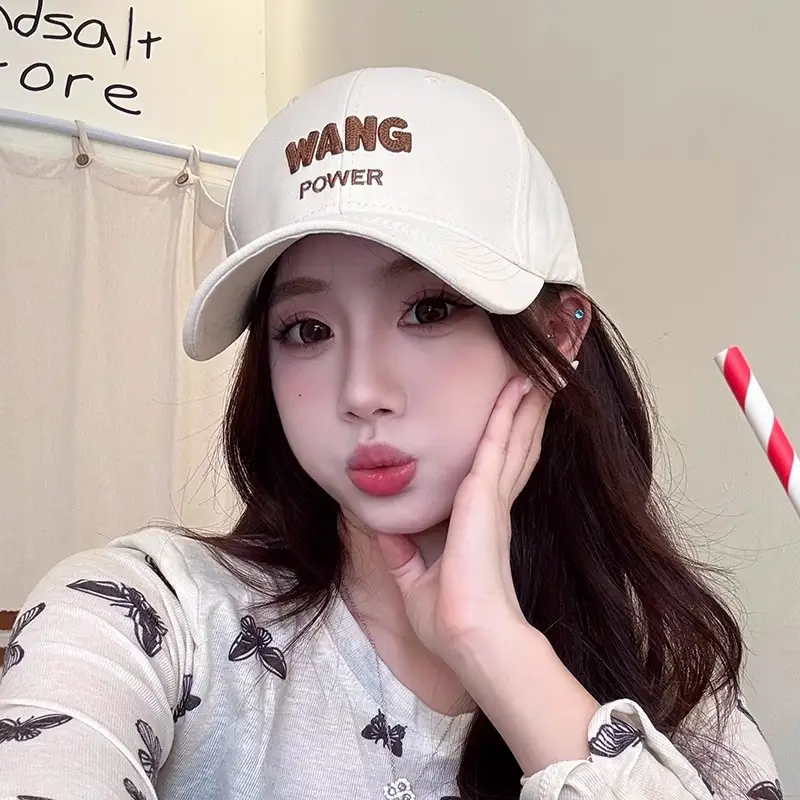 Women's Korean Style Baseball Cap with Embroidered "WANG POWER" Design - Image 10
