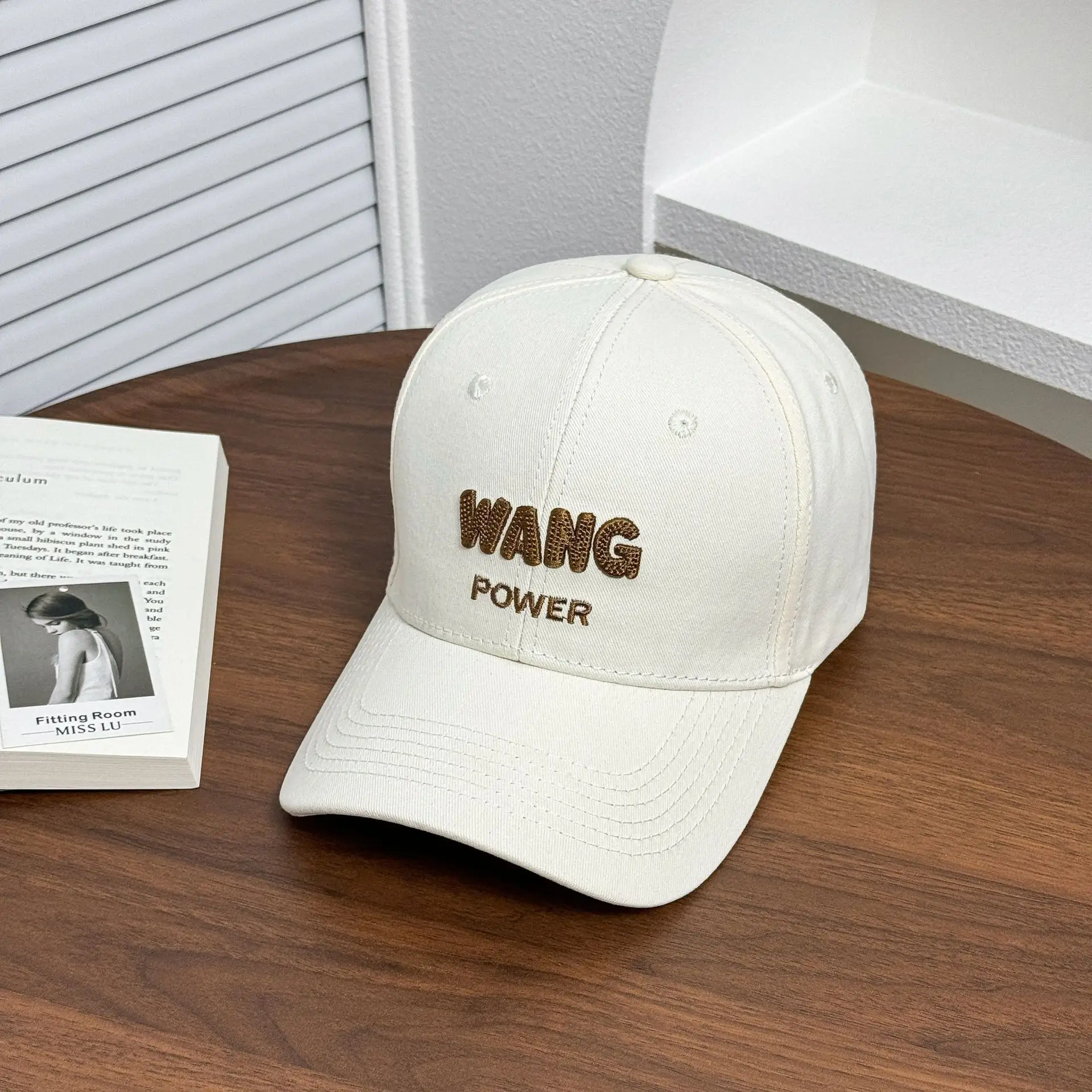 Women's Korean Style Baseball Cap with Embroidered "WANG POWER" Design — feature 8