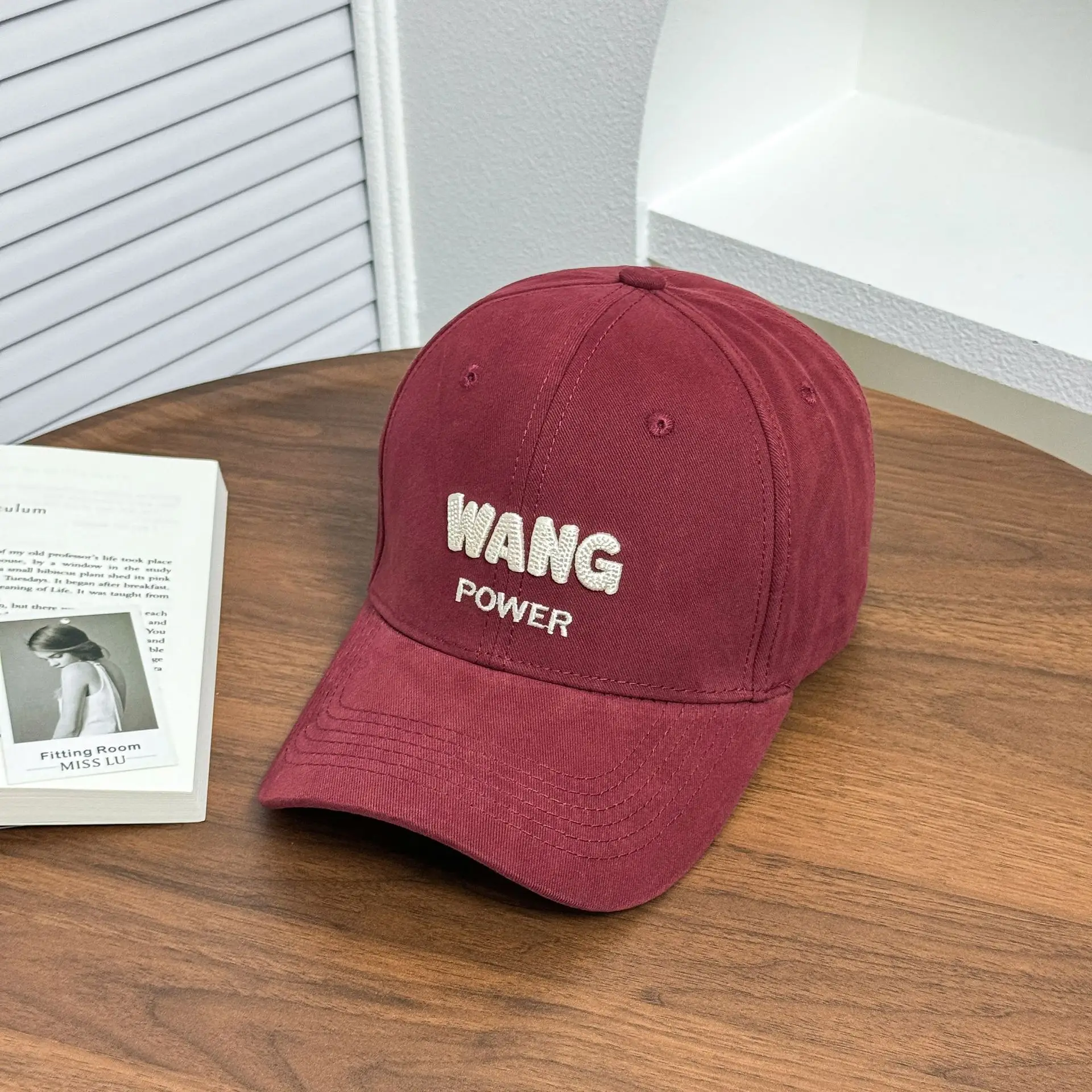 Women's Korean Style Baseball Cap with Embroidered "WANG POWER" Design — feature 9