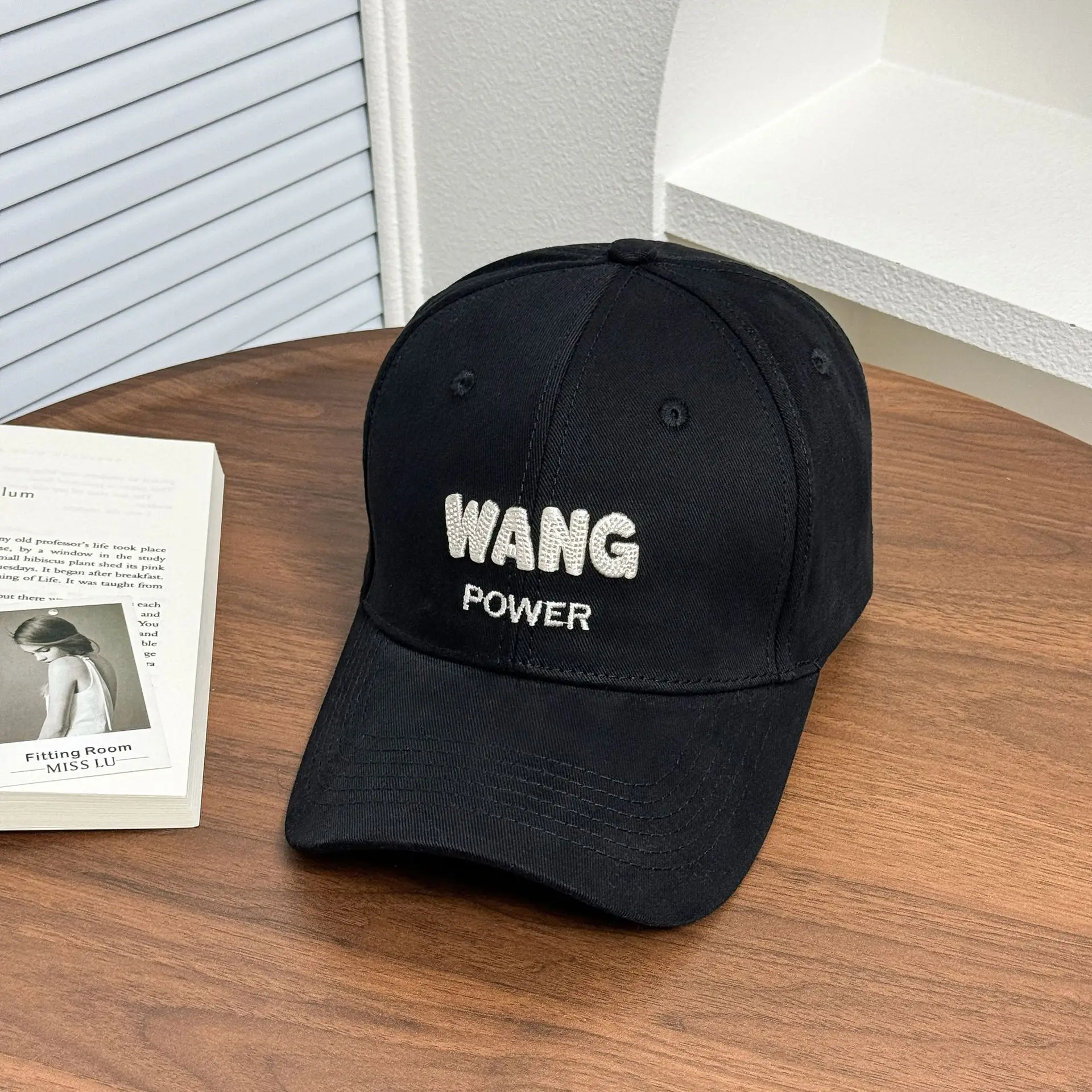 Women's Korean Style Baseball Cap with Embroidered "WANG POWER" Design - Image 2