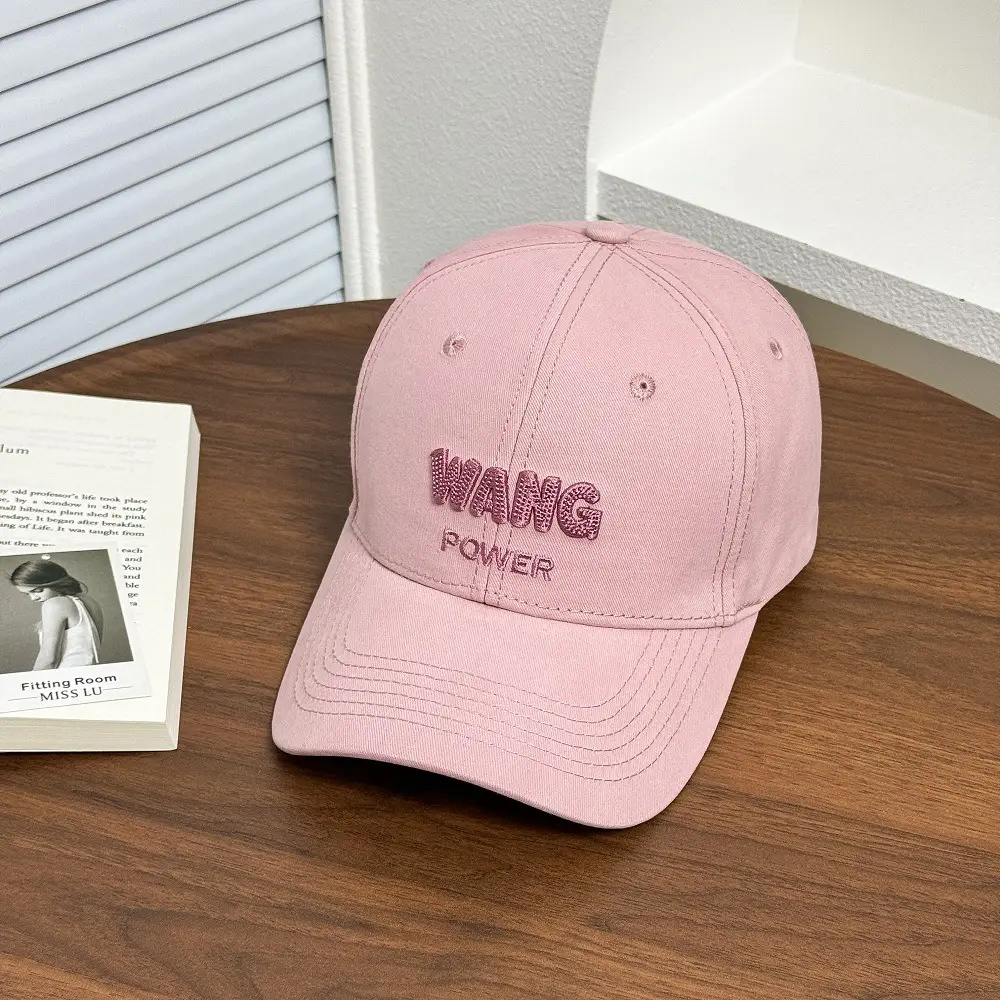 Women's Korean Style Baseball Cap with Embroidered "WANG POWER" Design - Image 5