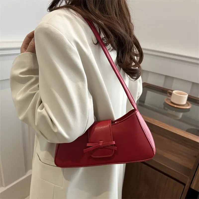 Women Leopard Print Shoulder Bag Red Bowknot 2025 - Image 7