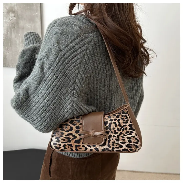 Women Leopard Print Shoulder Bag Red Bowknot 2025 — feature 17