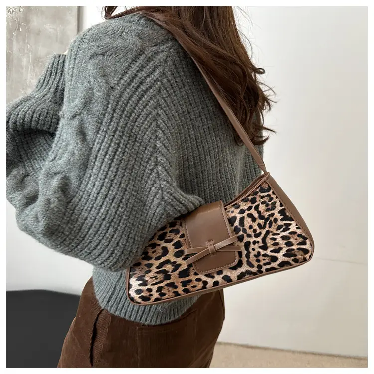Women Leopard Print Shoulder Bag Red Bowknot 2025 — feature 18