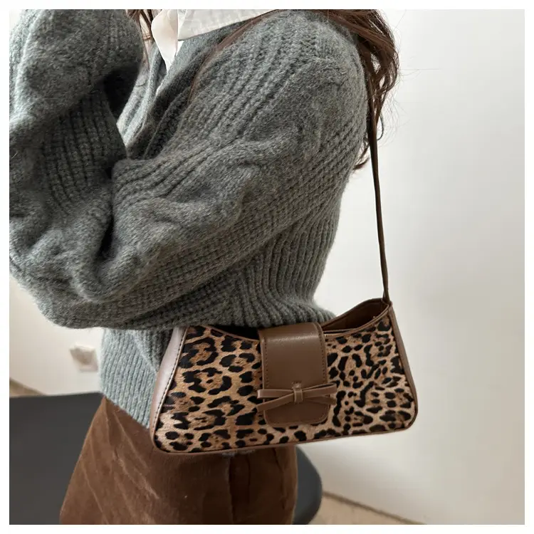 Women Leopard Print Shoulder Bag Red Bowknot 2025 — feature 19