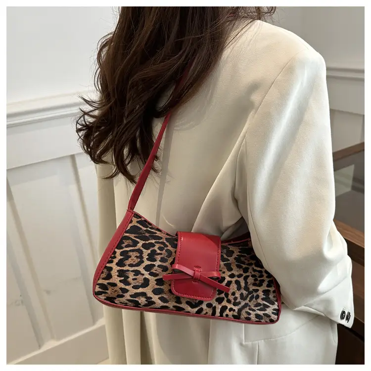 Women Leopard Print Shoulder Bag Red Bowknot 2025 — feature 27