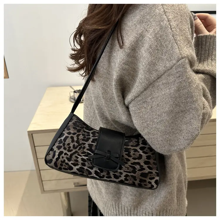 Women Leopard Print Shoulder Bag Red Bowknot 2025 — feature 29