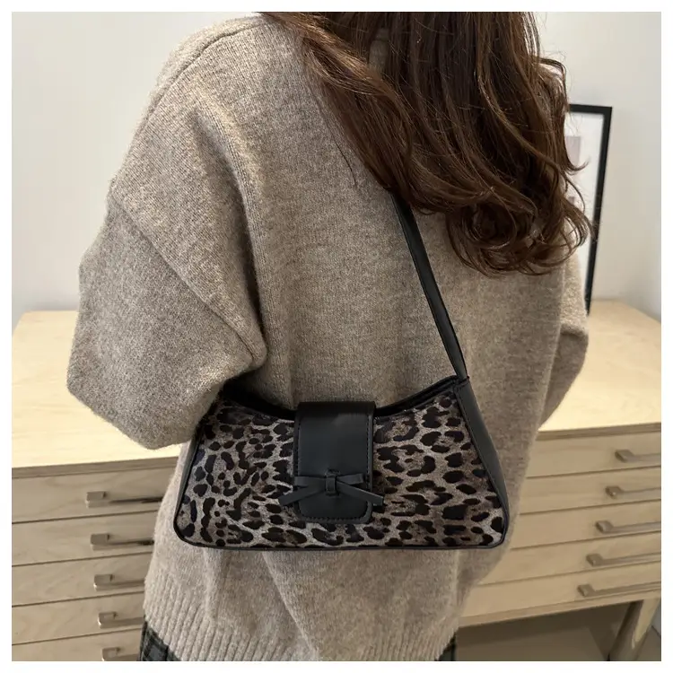 Women Leopard Print Shoulder Bag Red Bowknot 2025 — feature 30