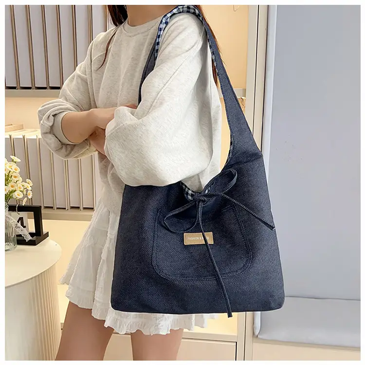 Red Checkered Casual Shoulder Bag with Black Zipper — feature 18