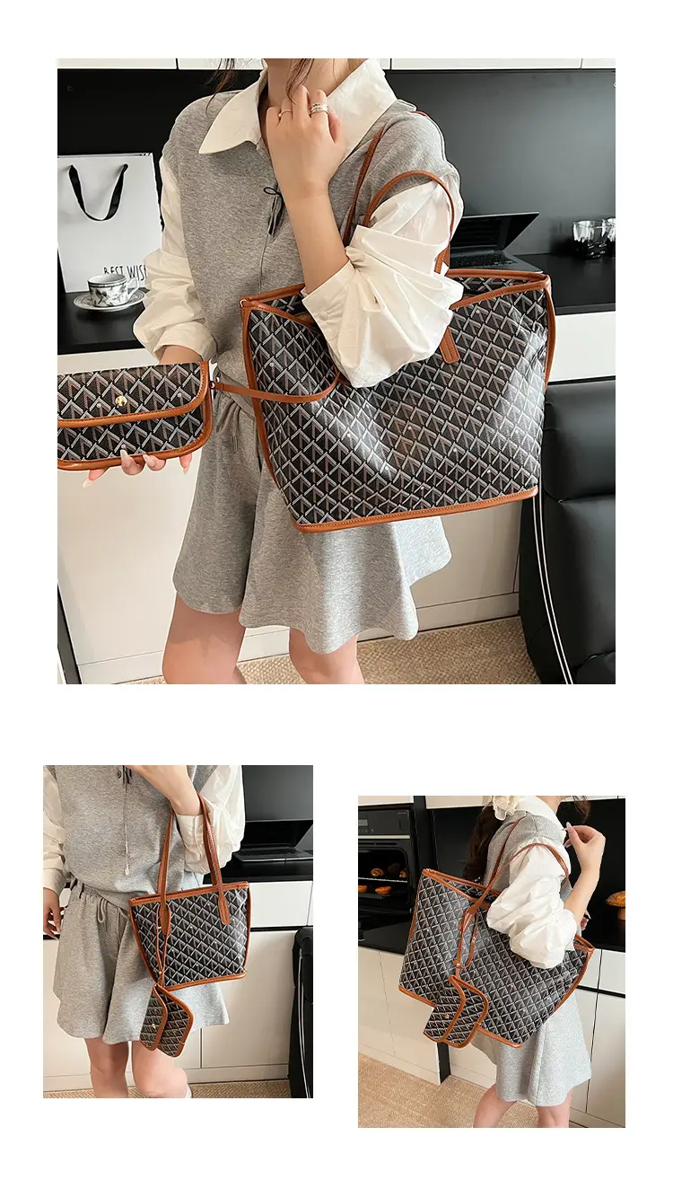 Retro Printed Quilted Shoulder Bag with Letter Commuting Design — feature 11