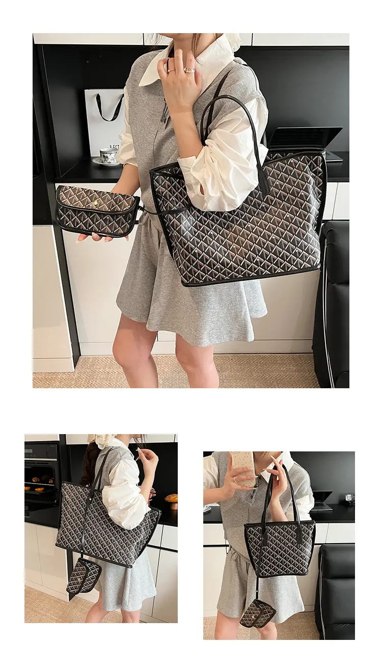 Retro Printed Quilted Shoulder Bag with Letter Commuting Design — feature 12