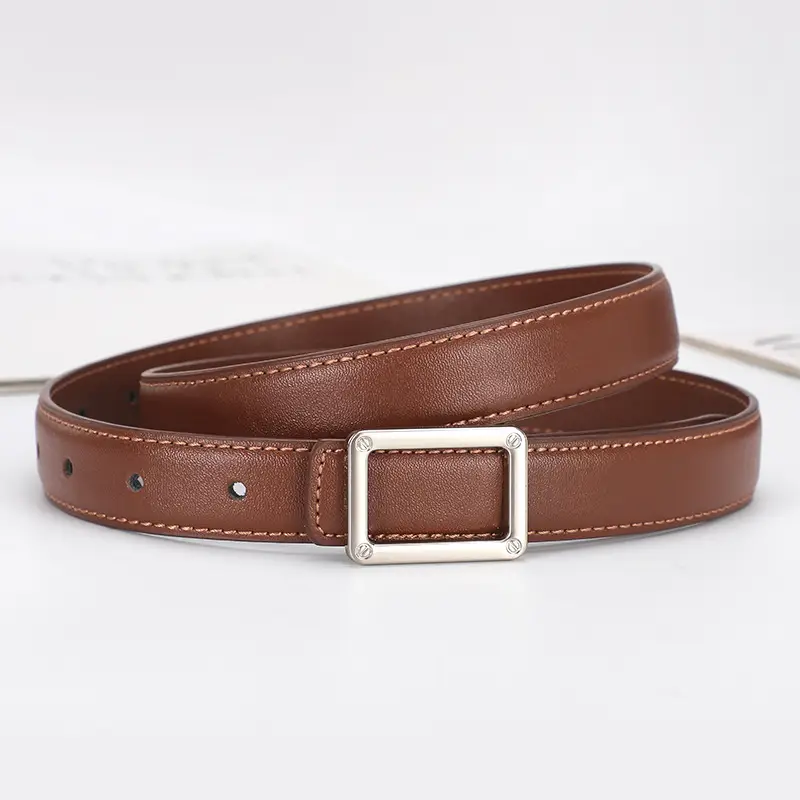 Women Square Leather Belt 2.3cm Fashion Cross Border