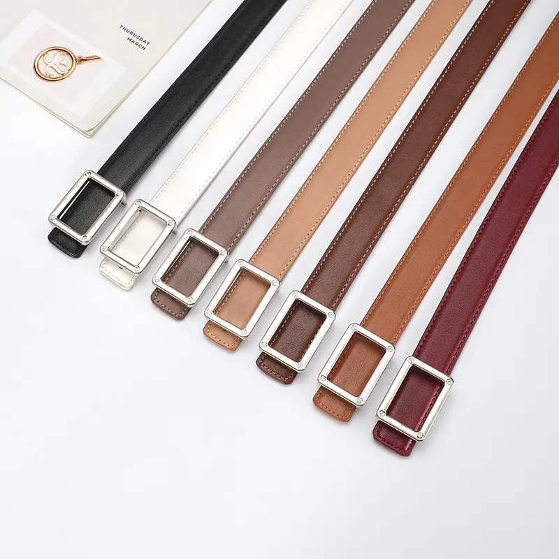 Women Square Leather Belt 2.3cm Fashion Cross Border