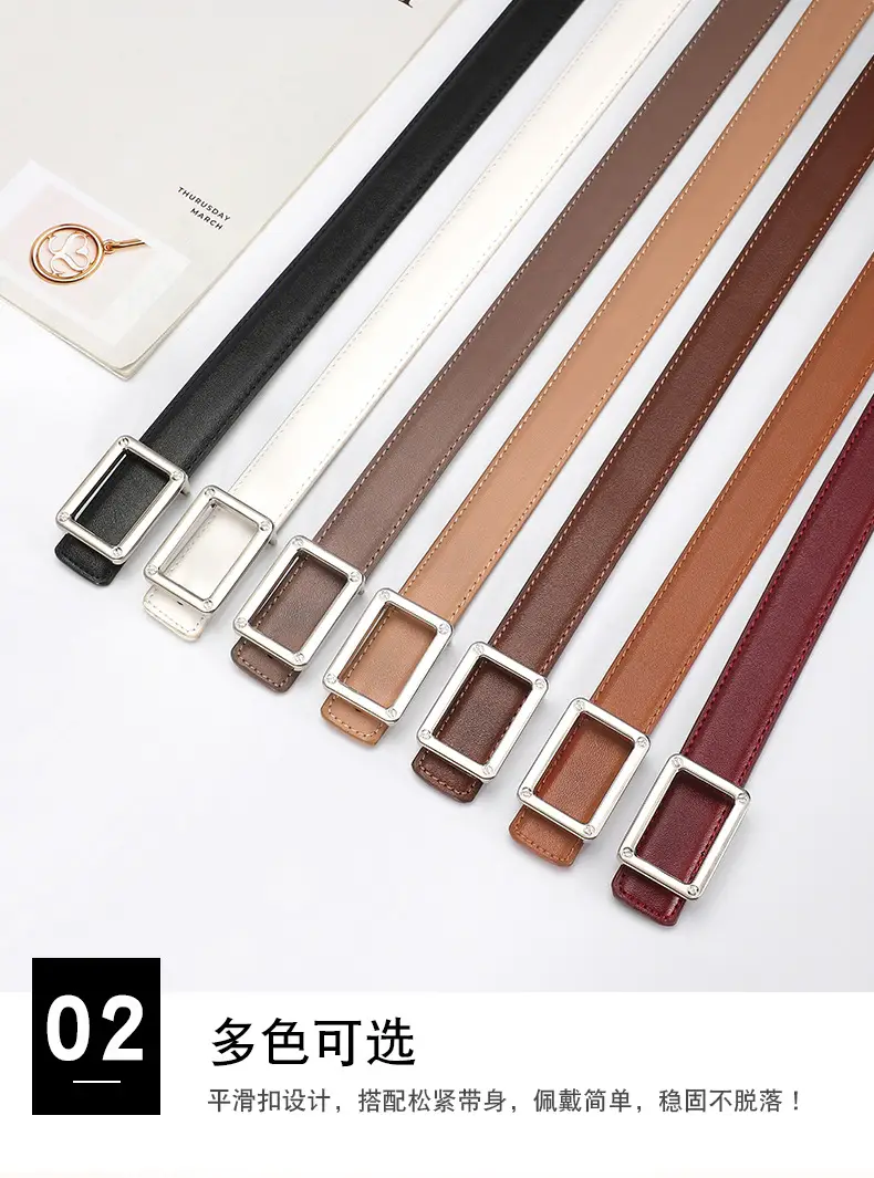 Women Square Leather Belt 2.3cm Fashion Cross Border — feature 10