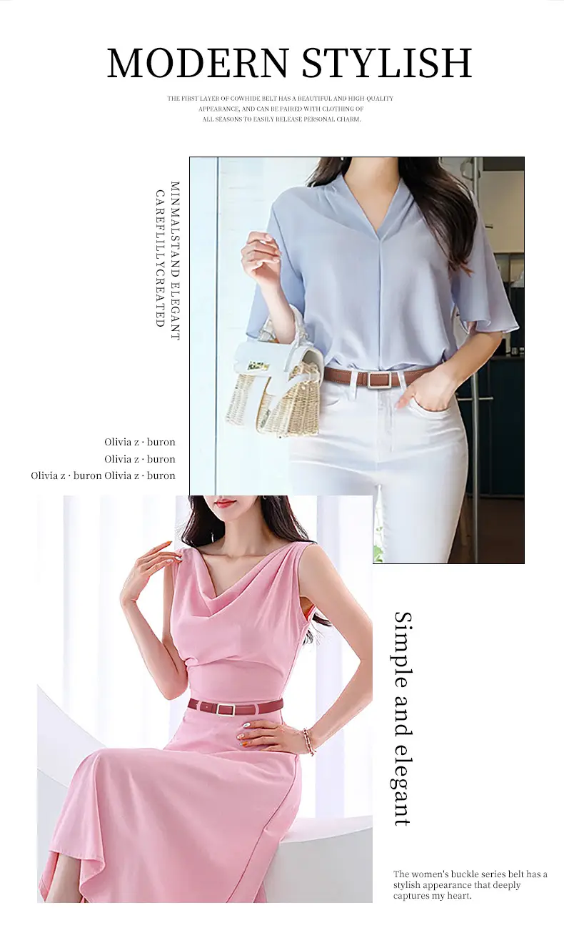 Women Square Leather Belt 2.3cm Fashion Cross Border — feature 5