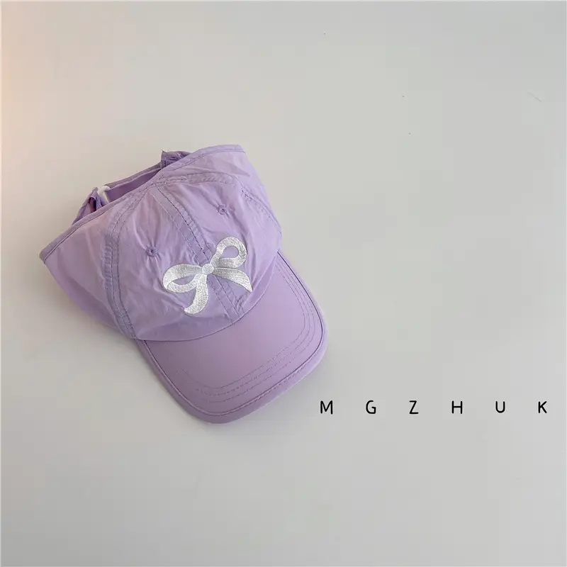 Girls Purple Bow Visor Hat for Sun Protection - Image 5