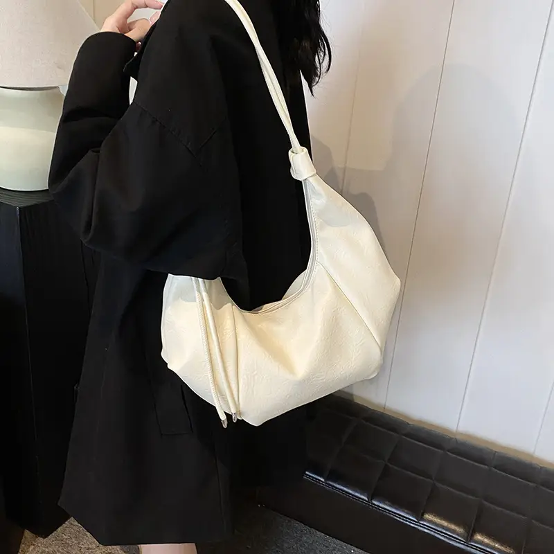 Brown Leather Pouch Bag with Drawstring Closure - Image 6