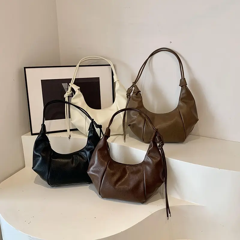 Brown Leather Pouch Bag with Drawstring Closure - Image 8