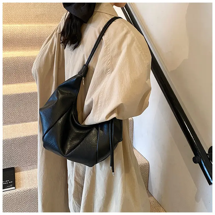 Brown Leather Pouch Bag with Drawstring Closure — feature 16