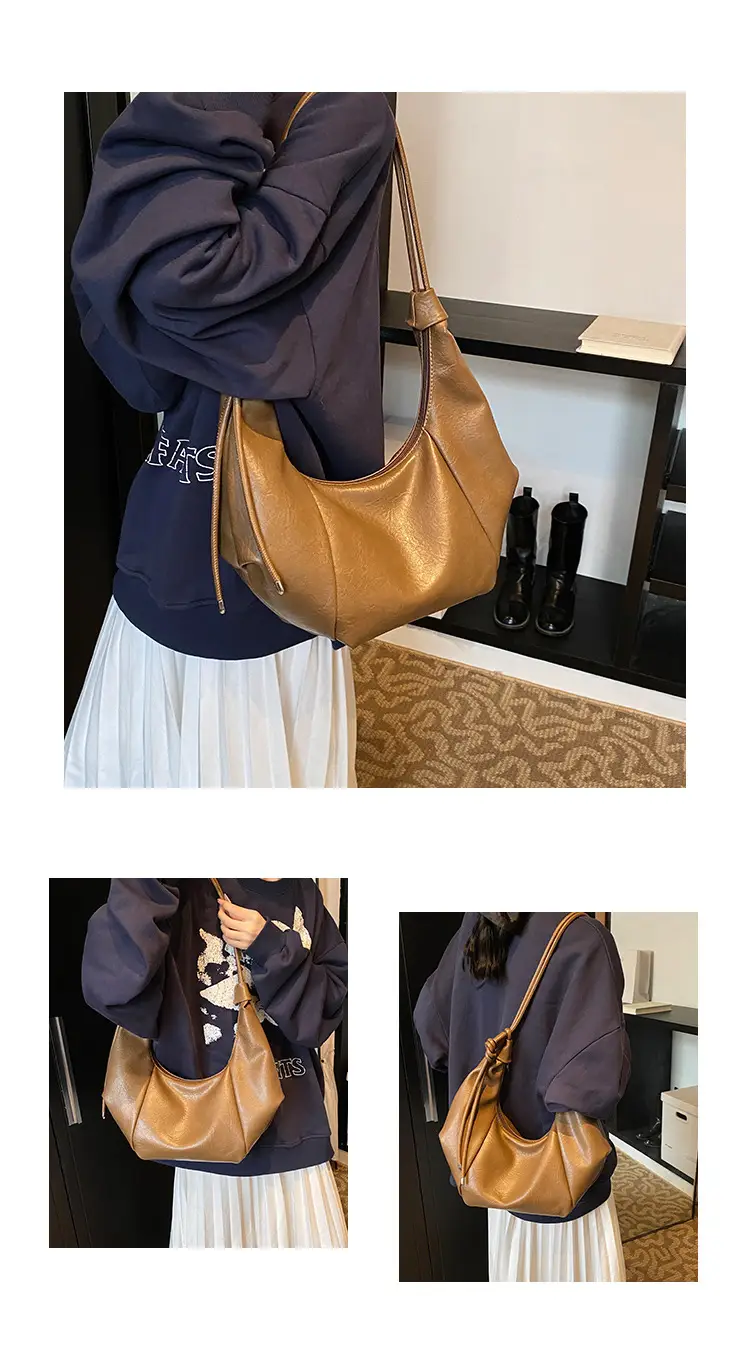Brown Leather Pouch Bag with Drawstring Closure — feature 7