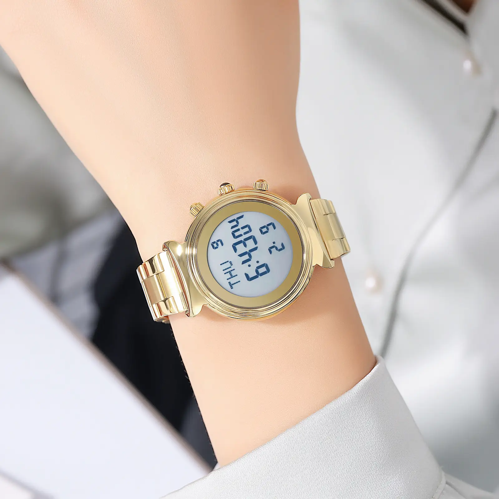 Gold Digital Women's Wristwatch with 180 Display - Image 7