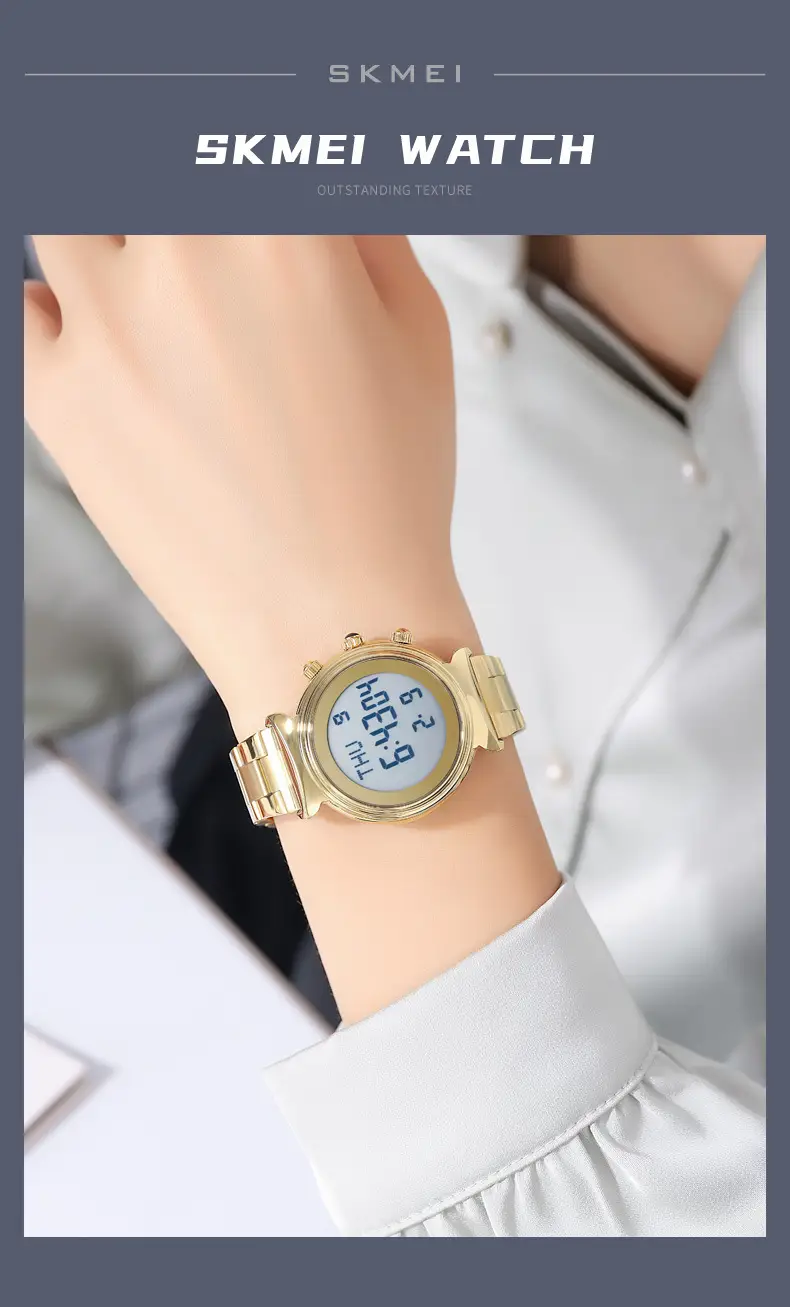Gold Digital Women's Wristwatch with 180 Display — feature 19