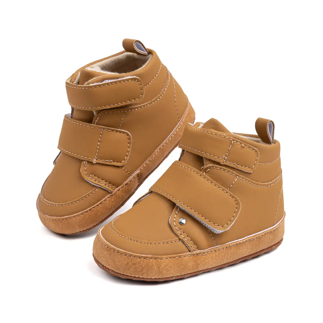 2025 New Baby Boys Casual Shoes High Top Pu Velcro Baby Shoes Cotton Shoes Amazon Wholesale Baby Shoes - Image 2