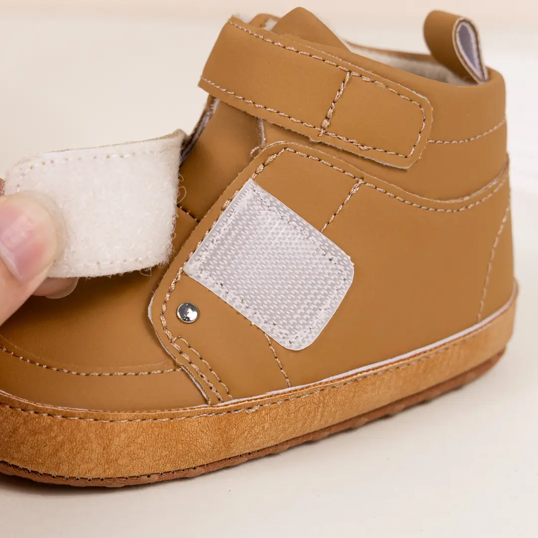 2025 New Baby Boys Casual Shoes High Top Pu Velcro Baby Shoes Cotton Shoes Amazon Wholesale Baby Shoes - Image 4
