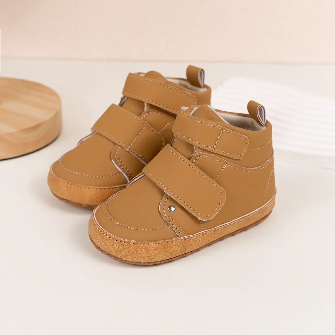 2025 New Baby Boys Casual Shoes High Top Pu Velcro Baby Shoes Cotton Shoes Amazon Wholesale Baby Shoes — feature 11