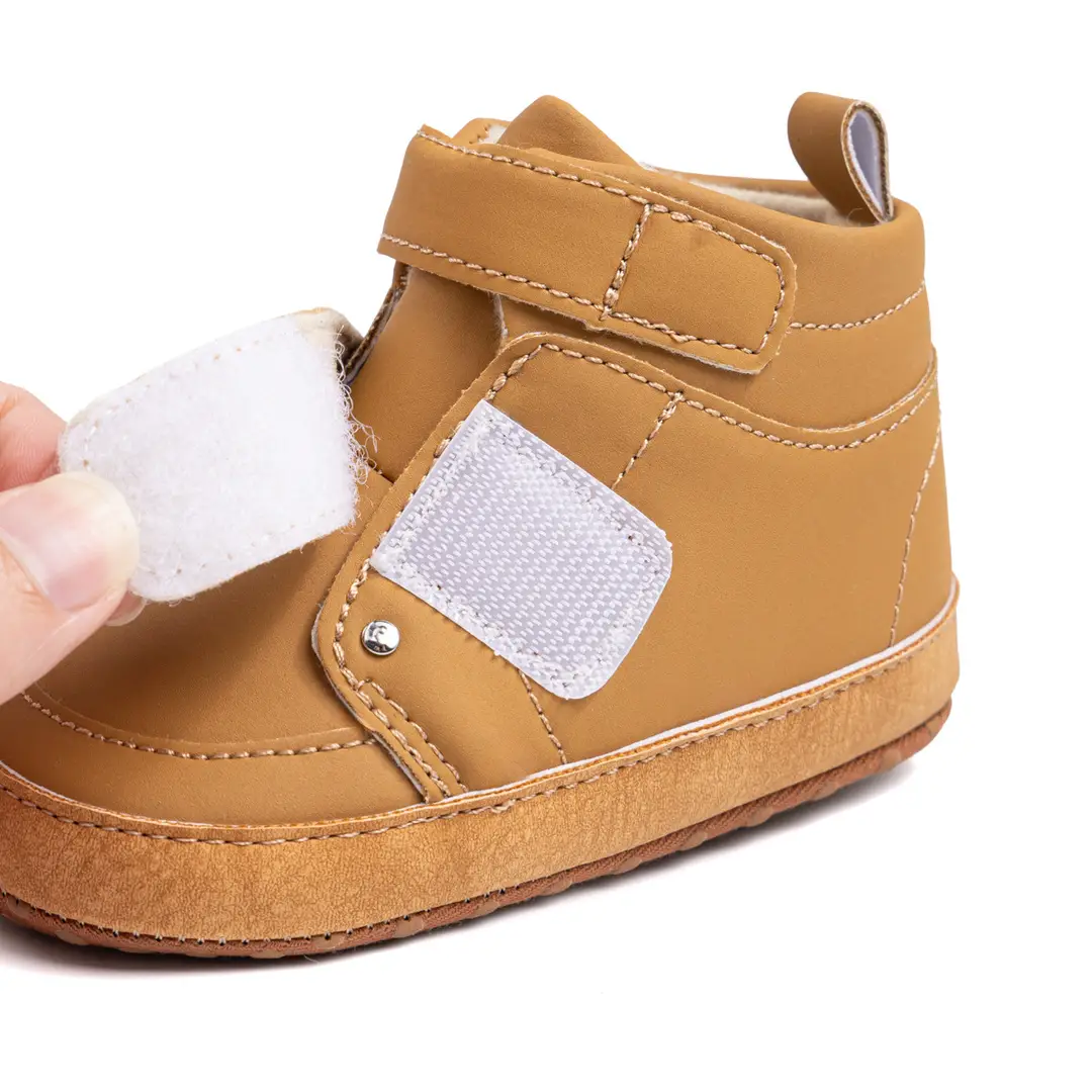 2025 New Baby Boys Casual Shoes High Top Pu Velcro Baby Shoes Cotton Shoes Amazon Wholesale Baby Shoes — feature 13