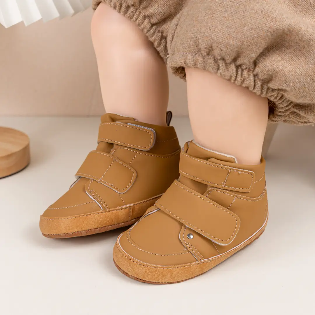 2025 New Baby Boys Casual Shoes High Top Pu Velcro Baby Shoes Cotton Shoes Amazon Wholesale Baby Shoes — feature 4