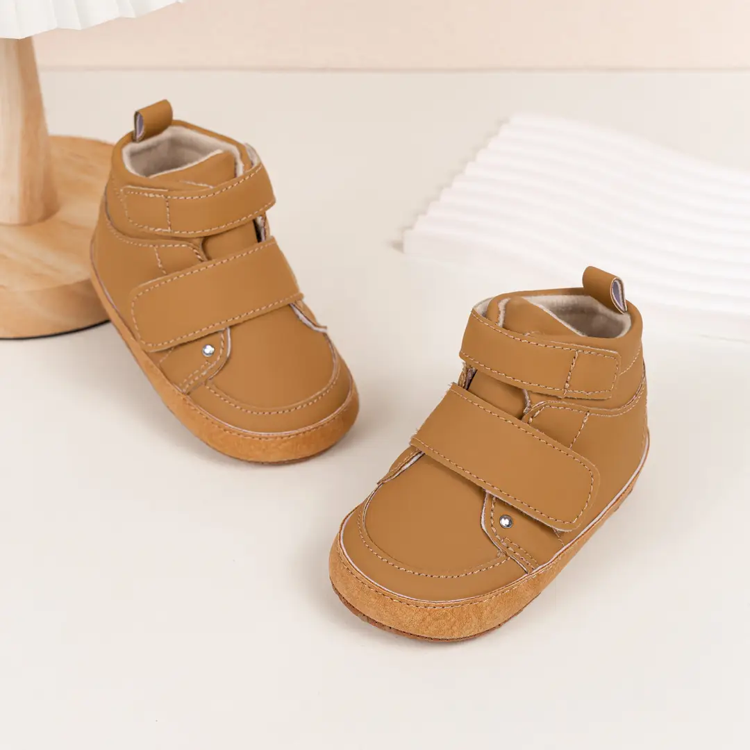 2025 New Baby Boys Casual Shoes High Top Pu Velcro Baby Shoes Cotton Shoes Amazon Wholesale Baby Shoes — feature 5