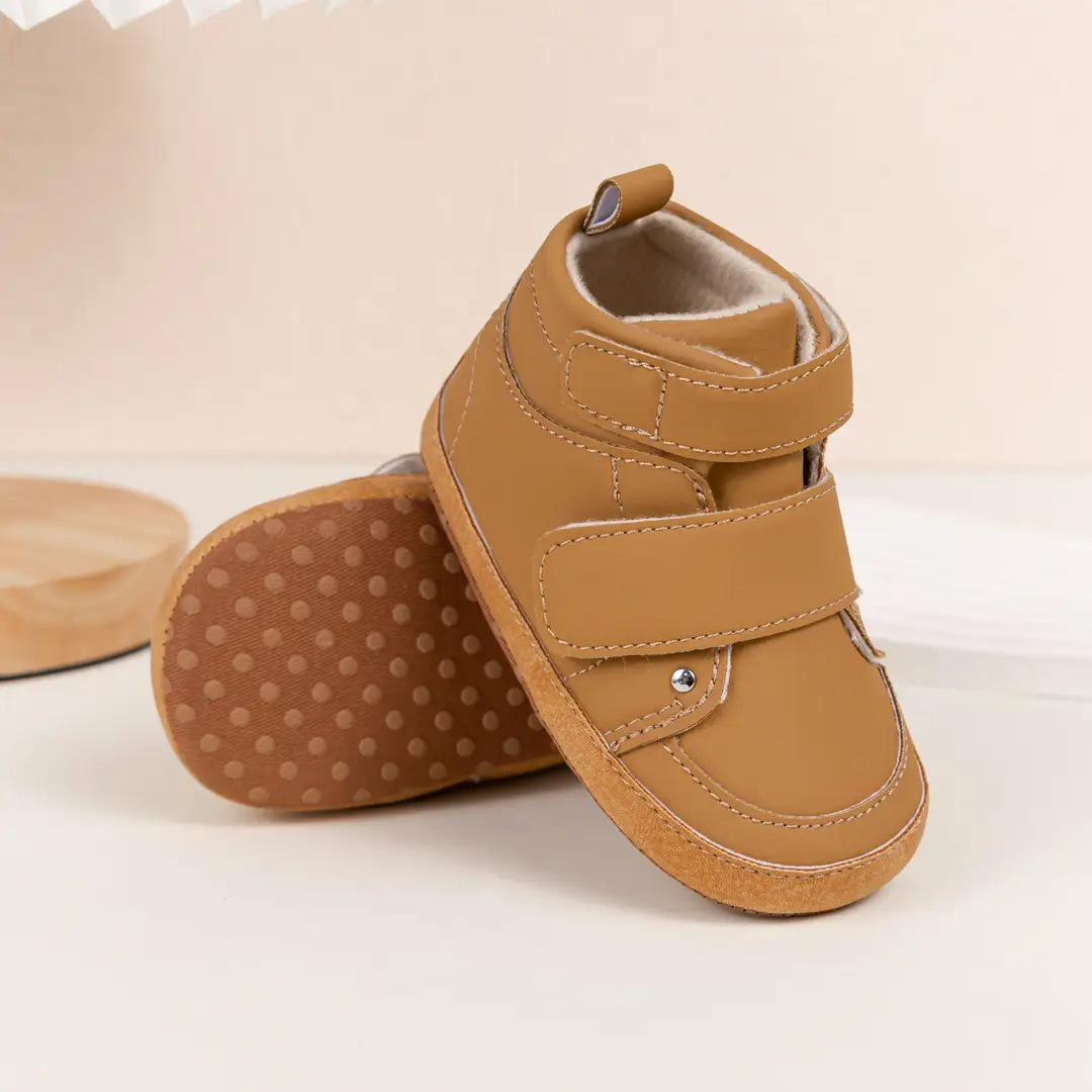 2025 New Baby Boys Casual Shoes High Top Pu Velcro Baby Shoes Cotton Shoes Amazon Wholesale Baby Shoes — feature 7