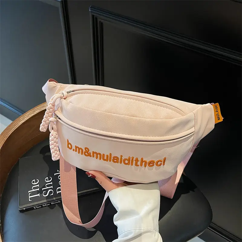 Pink Embroidered Crossbody Bag for Women