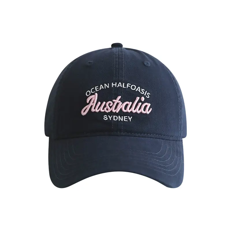 Stubble Australia Korean Letter Embroidered Baseball Cap White - Image 9